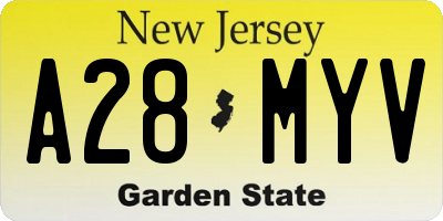 NJ license plate A28MYV