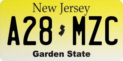 NJ license plate A28MZC
