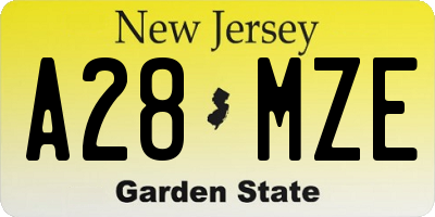 NJ license plate A28MZE