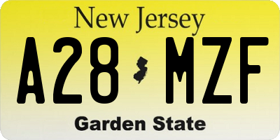 NJ license plate A28MZF