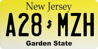 NJ license plate A28MZH