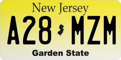 NJ license plate A28MZM