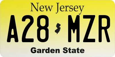 NJ license plate A28MZR