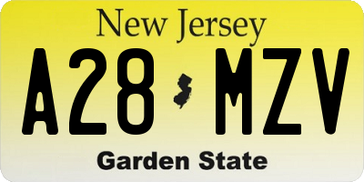NJ license plate A28MZV
