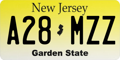 NJ license plate A28MZZ