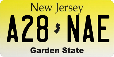 NJ license plate A28NAE