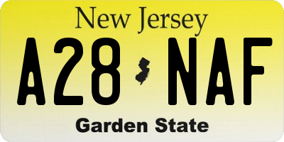 NJ license plate A28NAF