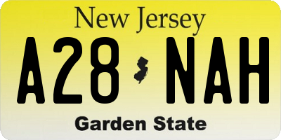 NJ license plate A28NAH