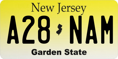 NJ license plate A28NAM