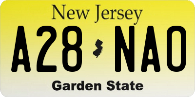 NJ license plate A28NAO