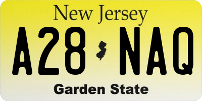 NJ license plate A28NAQ