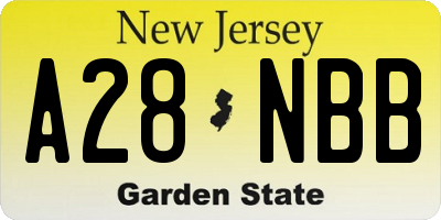 NJ license plate A28NBB