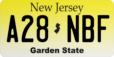 NJ license plate A28NBF