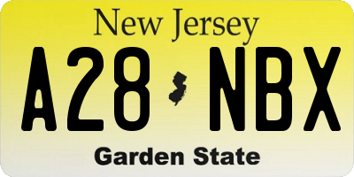 NJ license plate A28NBX