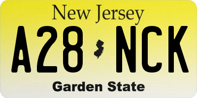 NJ license plate A28NCK