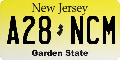 NJ license plate A28NCM