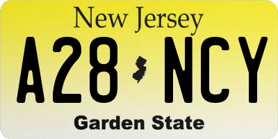 NJ license plate A28NCY