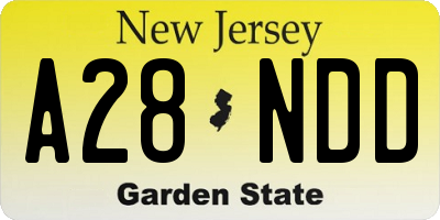 NJ license plate A28NDD