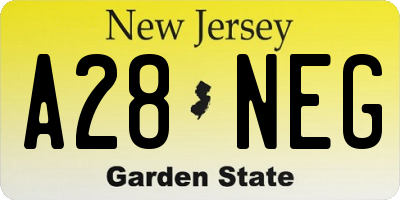 NJ license plate A28NEG