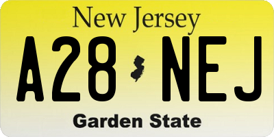 NJ license plate A28NEJ