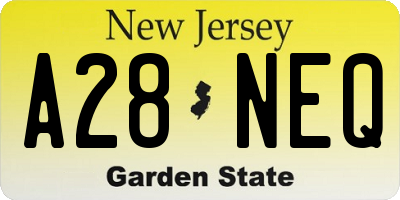 NJ license plate A28NEQ