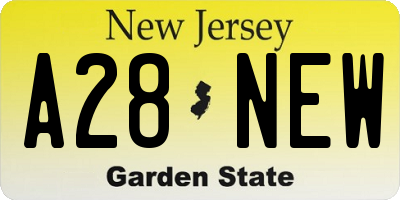 NJ license plate A28NEW