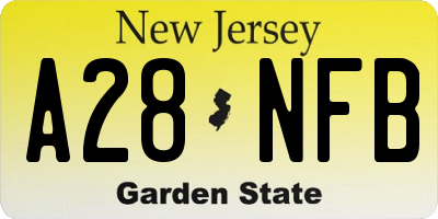 NJ license plate A28NFB