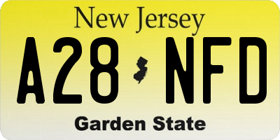 NJ license plate A28NFD