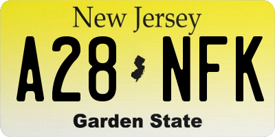 NJ license plate A28NFK