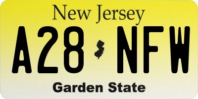 NJ license plate A28NFW