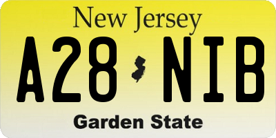 NJ license plate A28NIB