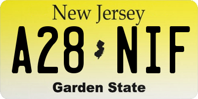 NJ license plate A28NIF
