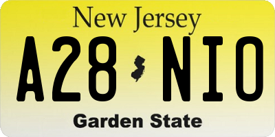 NJ license plate A28NIO