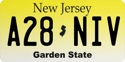 NJ license plate A28NIV
