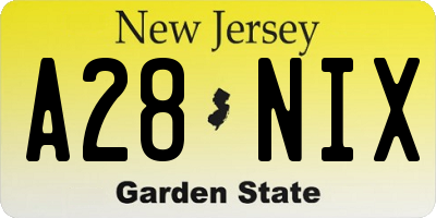 NJ license plate A28NIX
