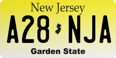 NJ license plate A28NJA