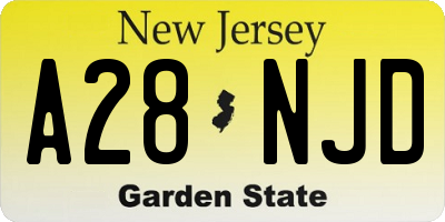 NJ license plate A28NJD