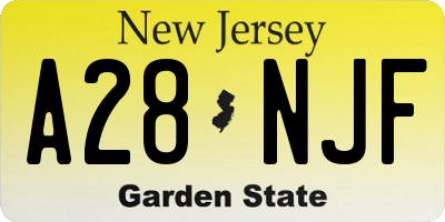 NJ license plate A28NJF