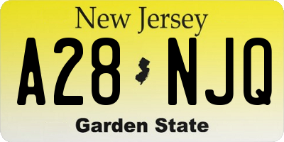 NJ license plate A28NJQ