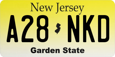 NJ license plate A28NKD