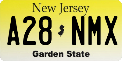 NJ license plate A28NMX