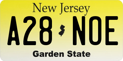 NJ license plate A28NOE