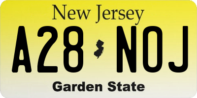 NJ license plate A28NOJ