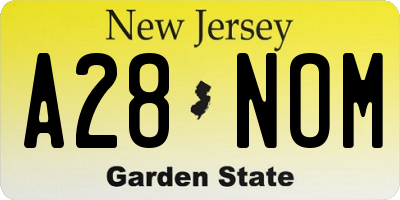 NJ license plate A28NOM
