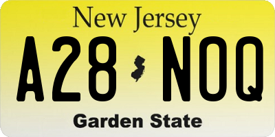 NJ license plate A28NOQ