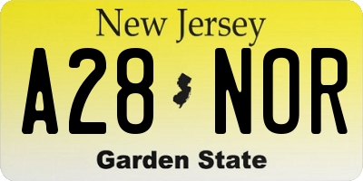 NJ license plate A28NOR