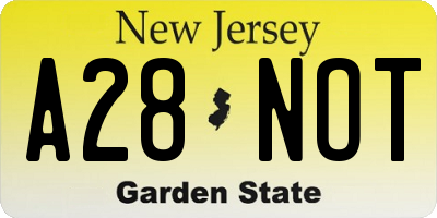 NJ license plate A28NOT