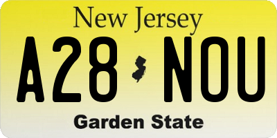 NJ license plate A28NOU