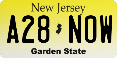 NJ license plate A28NOW