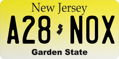 NJ license plate A28NOX